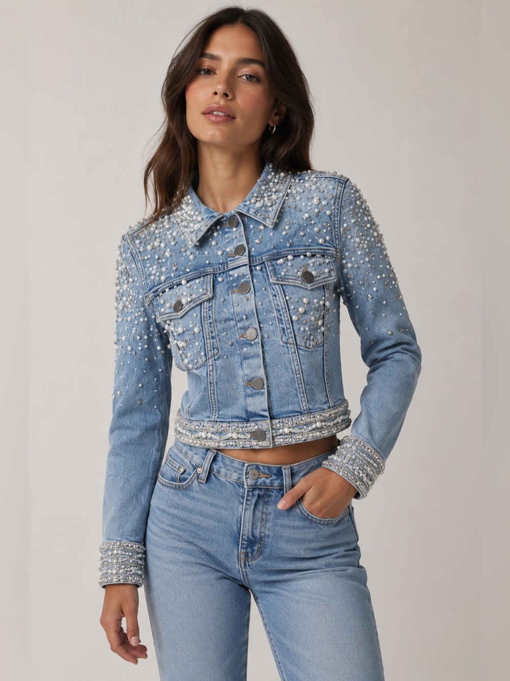 Alice +‎ Olivia Nelson Embellished Denim Jacket